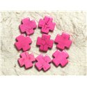 10pc - Perles de Turquoise synthèse Croix Roses 15mm  4558550034809