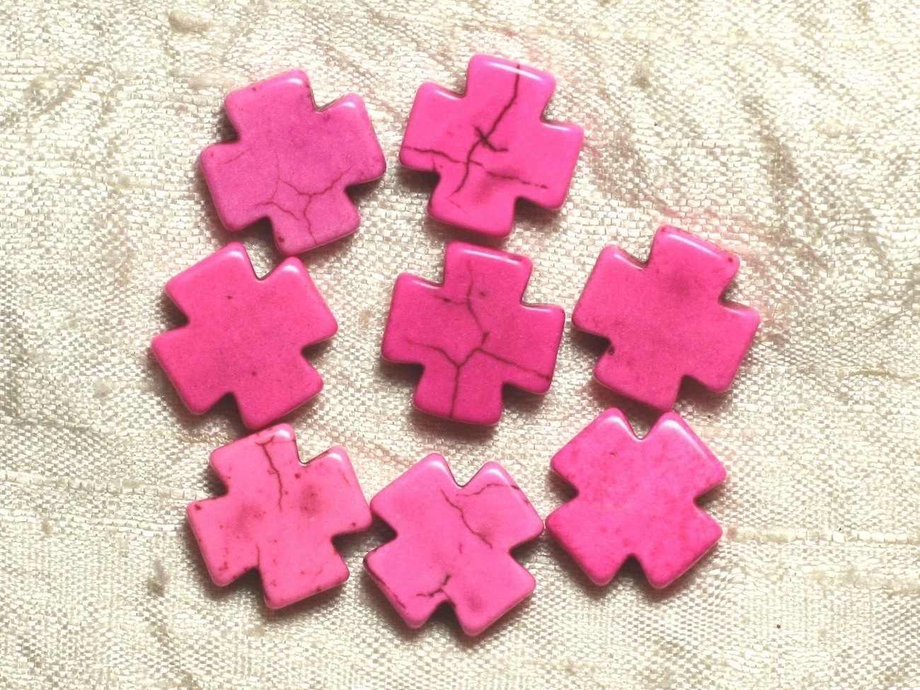 10pc - Perles de Turquoise synthèse Croix Roses 15mm  4558550034809