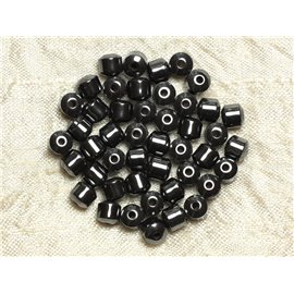 40pc - Stone Beads - Hematite 6mm Barrels 4558550034816