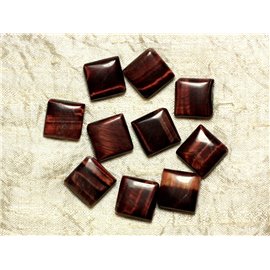 1pc - Perle Pierre Oeil de Taureau Carré Losange 16mm rouge bordeaux marron noir - 4558550034830