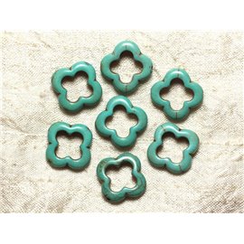 Sac 10pc - Perles de Turquoise - Fleurs 20mm Bleu Turquoise   4558550034908