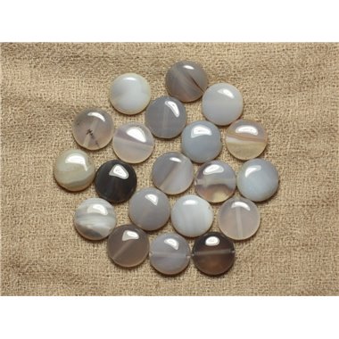 Perles de Pierre - Agate Grise Palets 14mm - Sac de 2pc  4558550034939