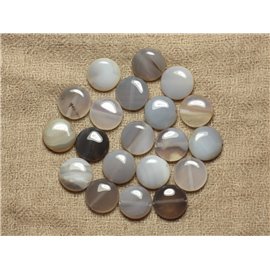 Perline di pietra - Palette di agata grigia 14 mm - Confezione da 2 pezzi 4558550034939