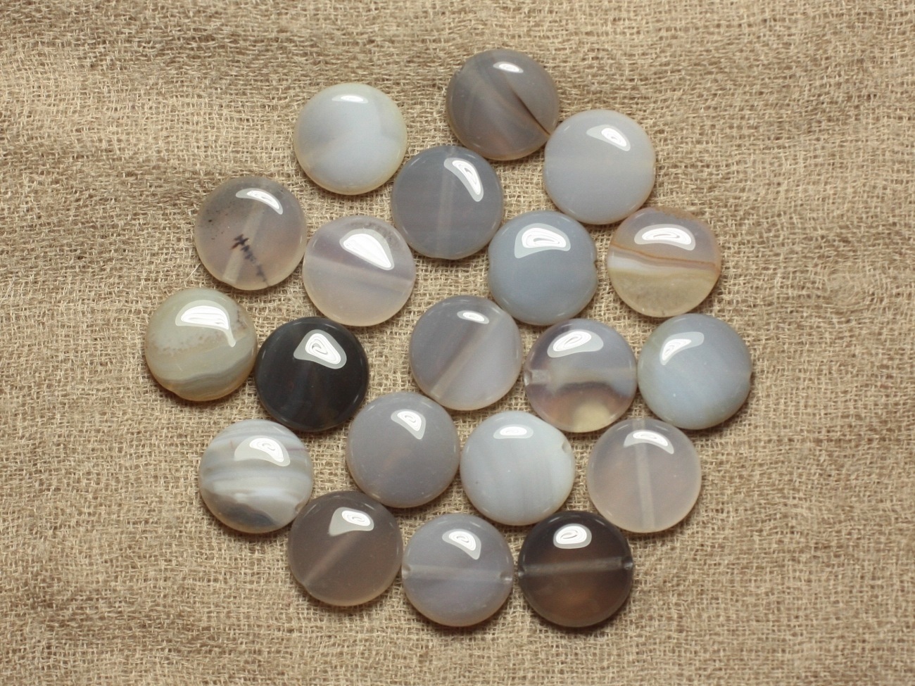 Perles de Pierre - Agate Grise Palets 14mm - Sac de 2pc  4558550034939