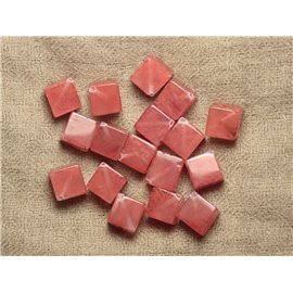 2Stk - Steinperlen - Quarzkirschwürfel 15x12mm Rosa Koralle Transparent Pfirsich - 4558550035141