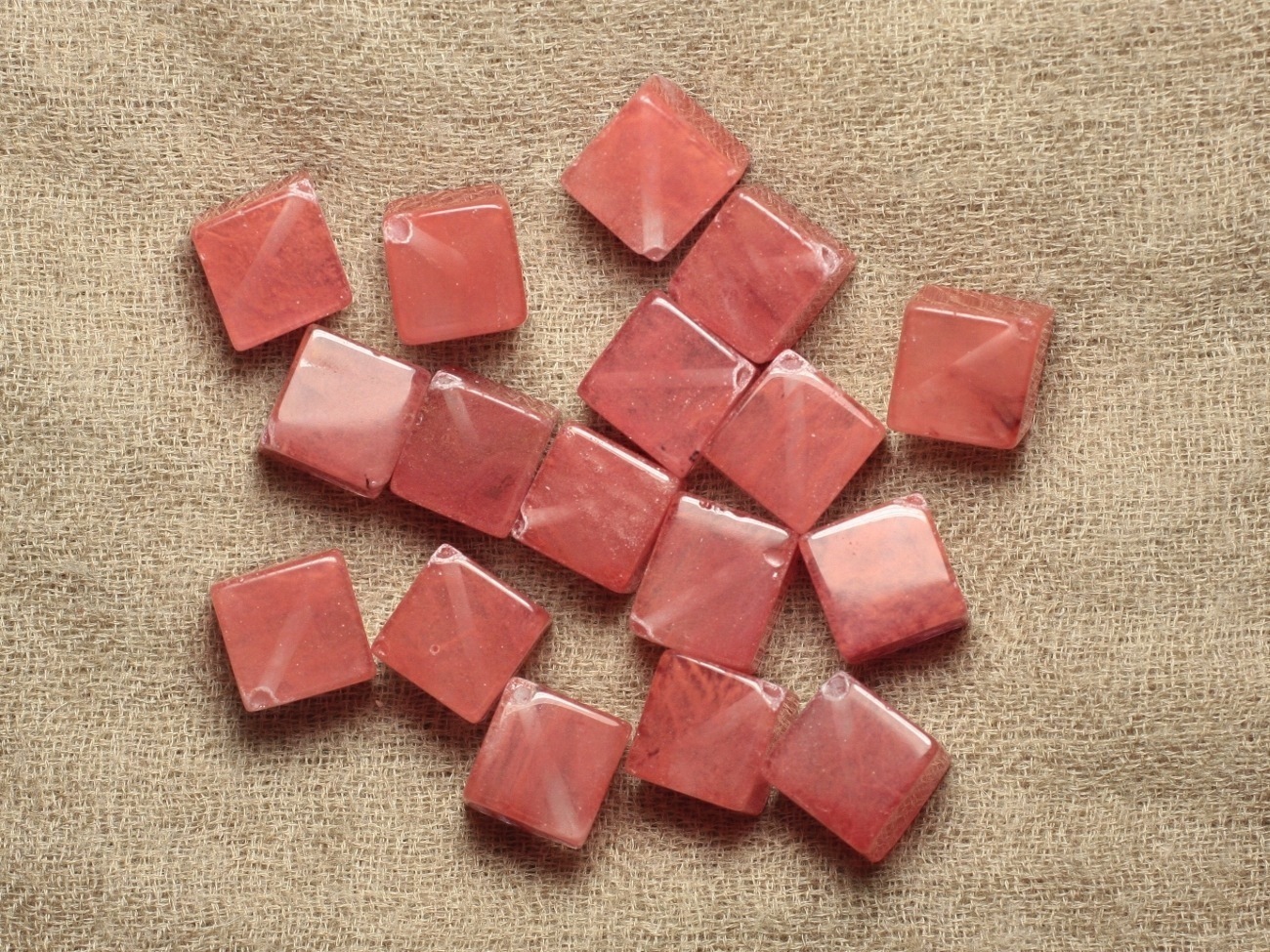 4pc Perles de Pierre - Quartz Cerise Cubes 15x12mm   4558550035141 