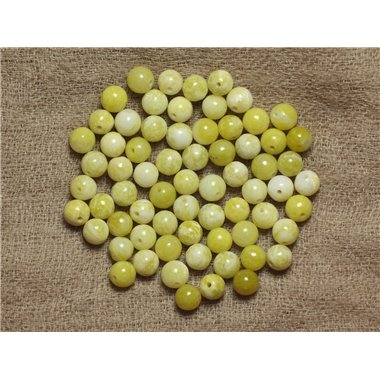 10pc - Perles Pierre - Jade Citron blanc jaune boules 6mm - 4558550035189
