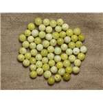 10pc - Perles Pierre - Jade Citron blanc jaune boules 6mm - 4558550035189