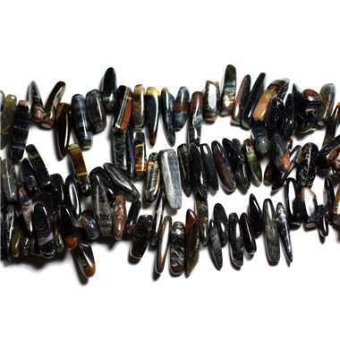 10pc - Perles de Pierre - Chips Rocailles Batonnets Oeil de Faucon 12-25mm  4558550035493