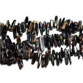 10pc - Stone Beads - Seed Crisps Falcon Eye Sticks 12-25mm 4558550035493