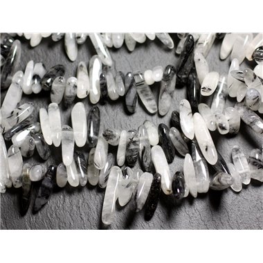 10pc - Perles de Pierre - Chips Rocailles Batonnets Quartz Tourmaline 12-22 mm  4558550035547