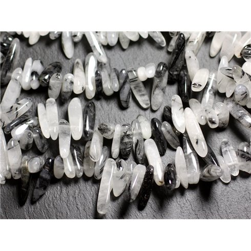 10pc - Perles de Pierre - Chips Rocailles Batonnets Quartz Tourmaline 12-22 mm  4558550035547