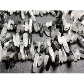 10pc - Cuentas de piedra - Chips de semillas Cuarzo Turmalina Palitos 12-22 mm 4558550035547