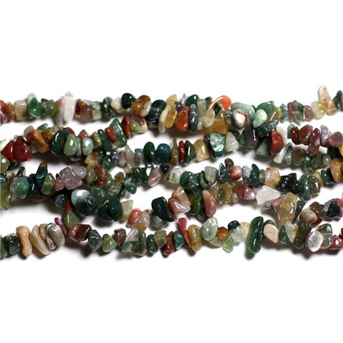 150pc environ - Perles de Pierre - Jaspe Fantaisie Multicolore Rocailles Chips 5-12mm - 4558550035578 
