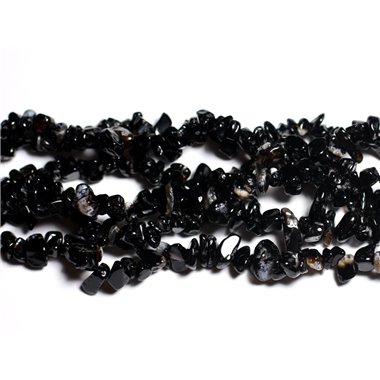 140pc environ - Perles de Pierre - Onyx Noir Rocailles Chips 5-12mm - 4558550035592 