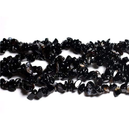 140pc environ - Perles de Pierre - Onyx Noir Rocailles Chips 5-12mm - 4558550035592 