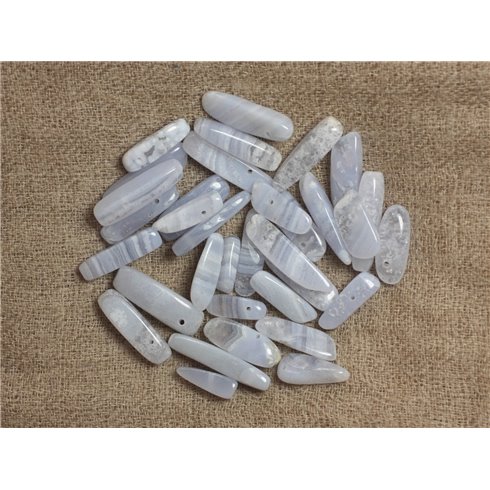 10pc - Perles de Pierre - Chips Rocailles Batonnets Calcédoine 14-25 m  4558550035615