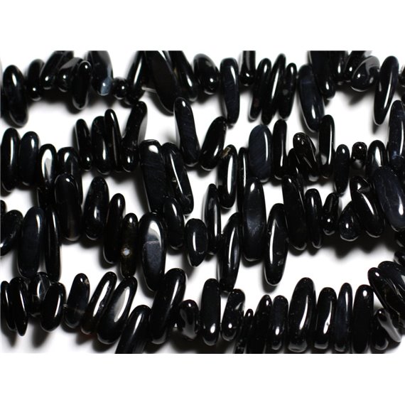 10pc - Perles de Pierre - Rocailles Chips Batonnets Onyx Noir 12-22mm - 4558550035653 