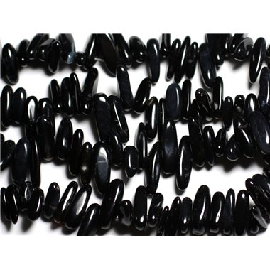 10pc - Perles de Pierre - Rocailles Chips Batonnets Onyx Noir 12-22mm - 4558550035653 