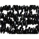 10pc - Perles de Pierre - Rocailles Chips Batonnets Onyx Noir 12-22mm - 4558550035653 