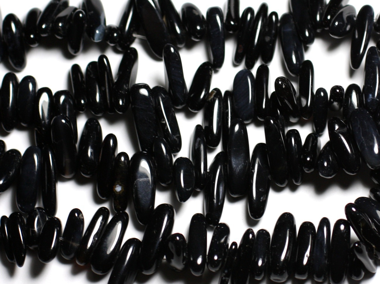 10pc - Perles de Pierre - Rocailles Chips Batonnets Onyx Noir 12-22mm - 4558550035653 