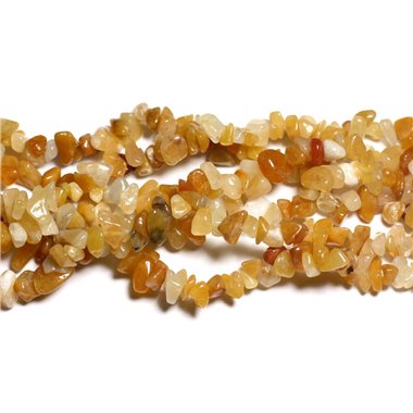 130pc environ - Perles de Pierre - Jade Jaune Rocailles Chips 5-10mm - 4558550035677 