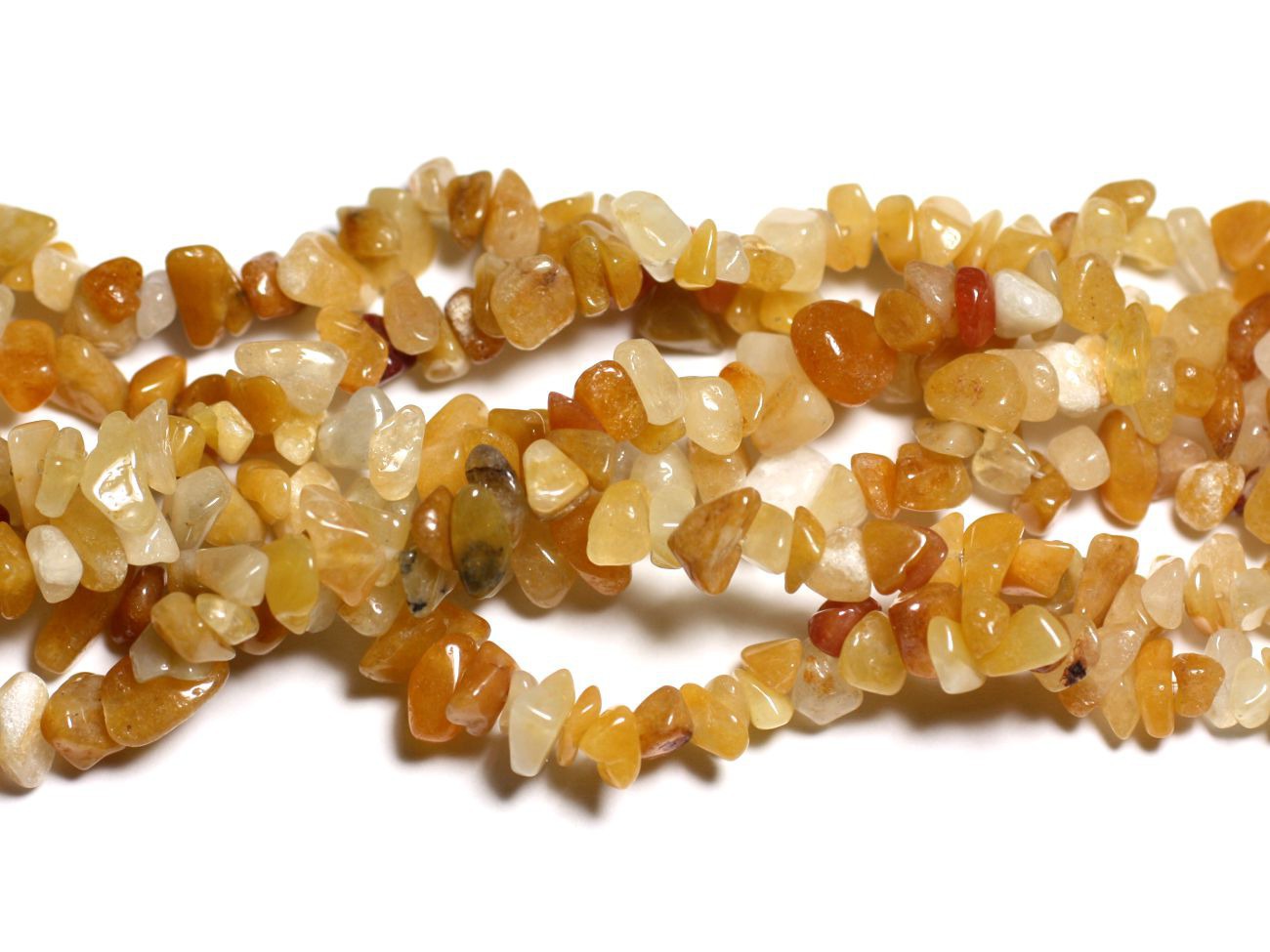 120pc environ - Perles Pierre - Jade Blanc Jaune Orange Rocailles Chips 5-10mm - 4558550035677