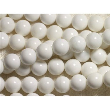 10pc - Perles Nacre Blanche opaque Boules 6mm - 4558550035691