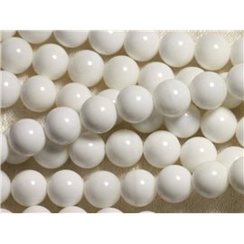 10pc - Perles Coquillage Nacre Boules 6mm blanc opaque - 4558550035691