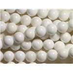 10pc - Perles de Nacre Blanche opaque Boules 6mm 4558550035691 10pc - Perles de Nacre Blanche opaque Boules 6mm 4558550035691