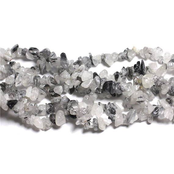 150pc environ - Perles de Pierre - Quartz Tourmaline Rocailles Chips 5-10mm - 4558550082718 