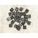 10pc - Perles Pierre - Obsidienne Flocon de Neige Mouchetée Losanges 8mm Noir Gris tacheté - 4558550035738