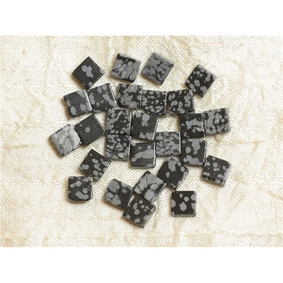 10pc - Perles Pierre - Obsidienne Flocon de Neige Mouchetée Losanges 8mm Noir Gris tacheté - 4558550035738