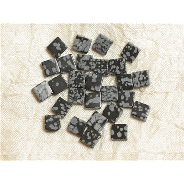 10pc - Perles Pierre - Obsidienne Flocon de Neige Mouchetée Losanges 8mm Noir Gris tacheté - 4558550035738