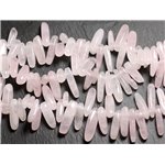 10pc - Perles de Pierre - Chips Rocailles batonnets Quartz Rose 12-20mm  4558550035790