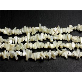 130pc approx - Seed Beads White Mother of Pearl Chips 5-15mm - 4558550035905 