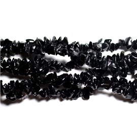ca. 120 Stück - Steinperlen - Obsidian Schwarz geräucherte Steingärten Chips 4-10mm Schwarz Braun Taupe - 7427039736121