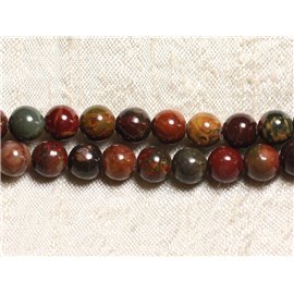 10pc - Stone Beads - Picasso Jasper Balls 6mm 4558550035943