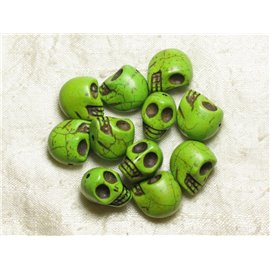 5Stk - Perlen Türkis Stein Synthese Kranich Totenkopf 18mm Grün Apfel Neon - 4558550035974