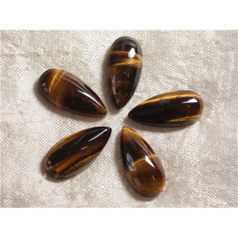 Cabochon de Pierre - Oeil de Tigre - Goutte 25 x 12 mm  4558550035981