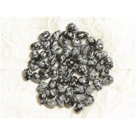 10Stk - Steinperlen - Obsidian gesprenkelte Schneeflockentropfen 7x5mm - 4558550035998