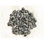 10pc - Perles de Pierre - Obsidienne Flocon Neige Mouchetée Gouttes 7x5mm - 4558550035998