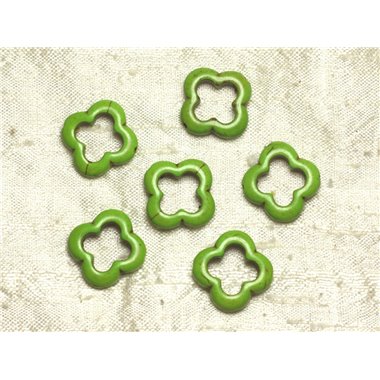 10pc - Perles en Turquoise de Synthèse - Fleurs 20mm Vert   4558550036063