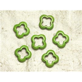 10pc - Cuentas de turquesa sintéticas - Flores 20 mm Verde 4558550036063