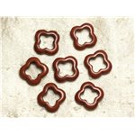 10pc - Perles en Turquoise de Synthèse - Fleurs 20mm Marron   4558550036087