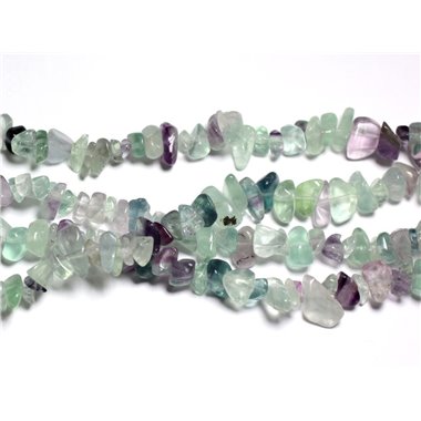 130pc environ - Perles de Pierre - Fluorite Multicolore Rocailles Chips 5-10mm - 4558550036094 