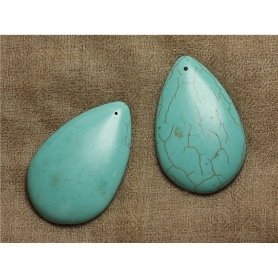 Pendentif en Pierre - Turquoise de Synthèse Goutte 55 x 35 mm  4558550036124