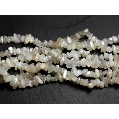 110pc environ - Perles de Pierre - Pierre de Lune blanche et grise Rocailles Chips 5-10mm   4558550036148 