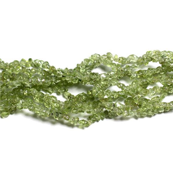 140pc environ - Perles Pierre - Peridot Rocailles Chips 2-5mm Vert clair anis transparent - 7427039736107