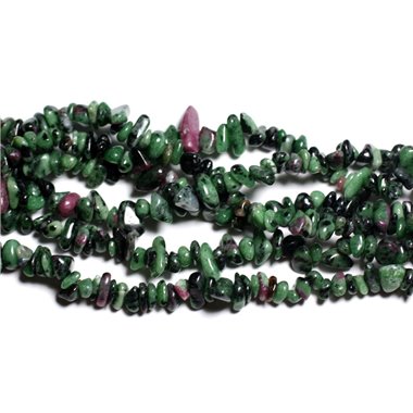 40pc - Perles de Pierre Rubis Zoïsite Rocailles Chips 5-10mm  4558550036216 